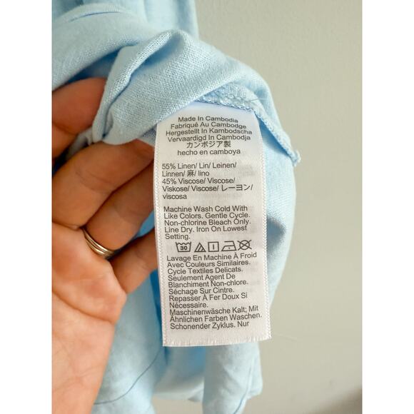 J.Crew Factory | NWT Linen-blend belted mini shirtdress in Light blue | Sz M - Picture 8 of 12